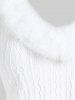 T-shirt en Maille Torsadée avec Fausse Fourrure Grande Taille - Blanc L | US 12