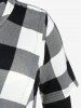 Plus Size Checked Cowl Neck Slit Double Sleeve Top -  