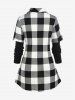 Plus Size Checked Cowl Neck Slit Double Sleeve Top -  