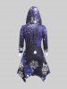 Robe à Capuche à Imprimé Flocon de Neige à Ourlet Asymétrique de Grande Taille - Bleu L | US 12