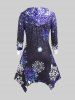 Plus Size Hooded Snowflake Print Asymmetrical Hem Dress -  