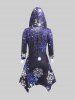 Robe à Capuche à Imprimé Flocon de Neige à Ourlet Asymétrique de Grande Taille - Bleu 5x | US 30-32