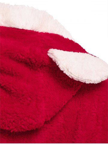 Plus Size Christmas Colorblock Hooded Fuzzy Faux Fur Coat