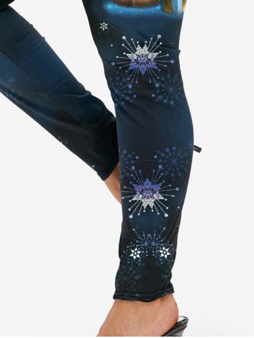 Plus Size Christmas Bear Snowflake Printed Skinny Leggings