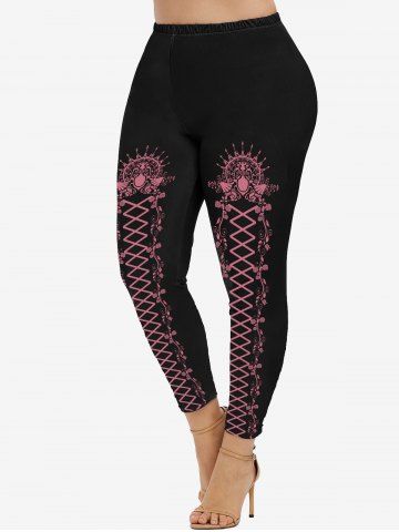Plus Size High Waist Printed Skinny Leggings