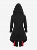Plus Size Hooded Lace Up Grommets Gothic Coat and Guipure Lace Detail Leggings Outfits -  