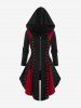 Plus Size Hooded Lace Up Grommets Gothic Coat and Guipure Lace Detail Leggings Outfits -  