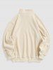 Half Zip Polar Fleece Letter Embroidered Sweatshirt -  