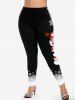 Legging Graphique Père Noël et Flocon de Neige de Grande Taille - Noir 5x | US 30-32