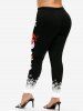 Plus Size Christmas Snowflake Santa Claus Graphic Leggings -  