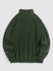 Half Zip Polar Fleece Letter Embroidered Sweatshirt -  
