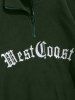 Half Zip Polar Fleece Letter Embroidered Sweatshirt -  