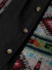 Ethnic Style Geometric Pattern Corduroy Spliced Shacket -  