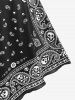 Plus Size Asymmetric Paisley Print Crisscross Dress and Lace Top Set -  