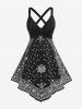 Ensemble de Robe à Bretelle Asymétrique à Imprimé Cachemire et de Haut Dentelle de Grande Taille - Noir 5x | US 30-32