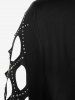 Robe Mi-Longue Découpée Zippée avec Strass de Grande Taille - Noir 5XL