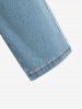 Plus Size Topstitching Button Fly Jeans with Pockets -  