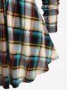 Plus Size Colorful Plaid Sweetheart Neck Ties Top -  