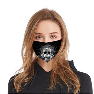 Gothic Retro Skull Rose Scuba Knit Washable Mask