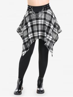Jupe-Culotte à Carreaux Embelli de Chaîne de Grande Taille - BLACK - M | US 10