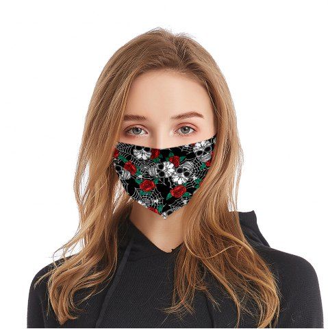 Gothic Spider Web Skull Rose Washable Mask