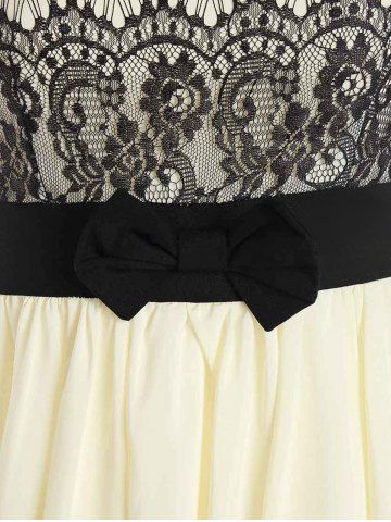 Plus Size Lace Panel Chiffon Mini A Line Dress