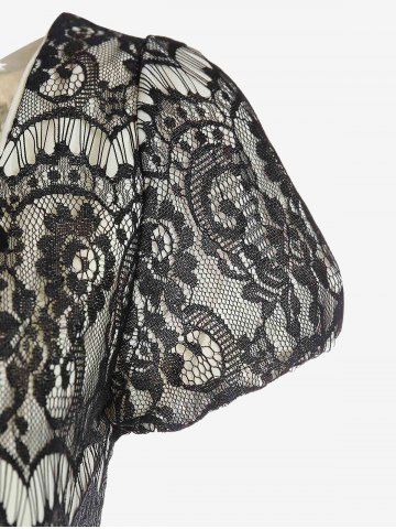 Plus Size Lace Panel Chiffon Mini A Line Dress