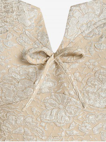 Plus Size Bowknot Jacquard Fit and Flare Dress