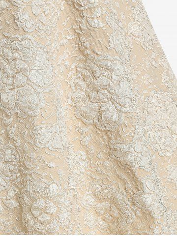 Plus Size Bowknot Jacquard Fit and Flare Dress