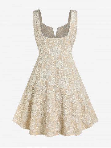 Plus Size Bowknot Jacquard Fit and Flare Dress