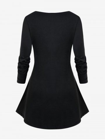 Plus Size Floral Leopard Long Sleeve T-shirt