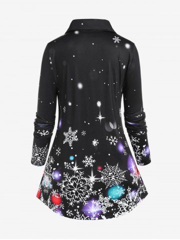 Plus Size 3D Sparkles Snowflakes Printed Christmas Shirt