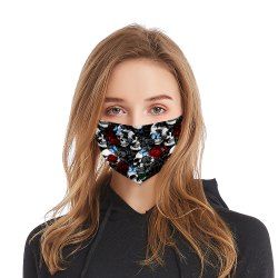 Gothic  Butterfly Rose Skull Washable Mask -  