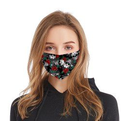 Gothic Spider Web Skull Rose Washable Mask -  