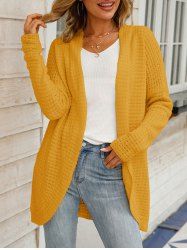 Plus Size Pointelle Knit Solid Open Front Long Cardiagn -  