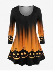 T-shirt Longues Manches à Imprimé Citrouille et Halloween - Orange 5x | US 30-32