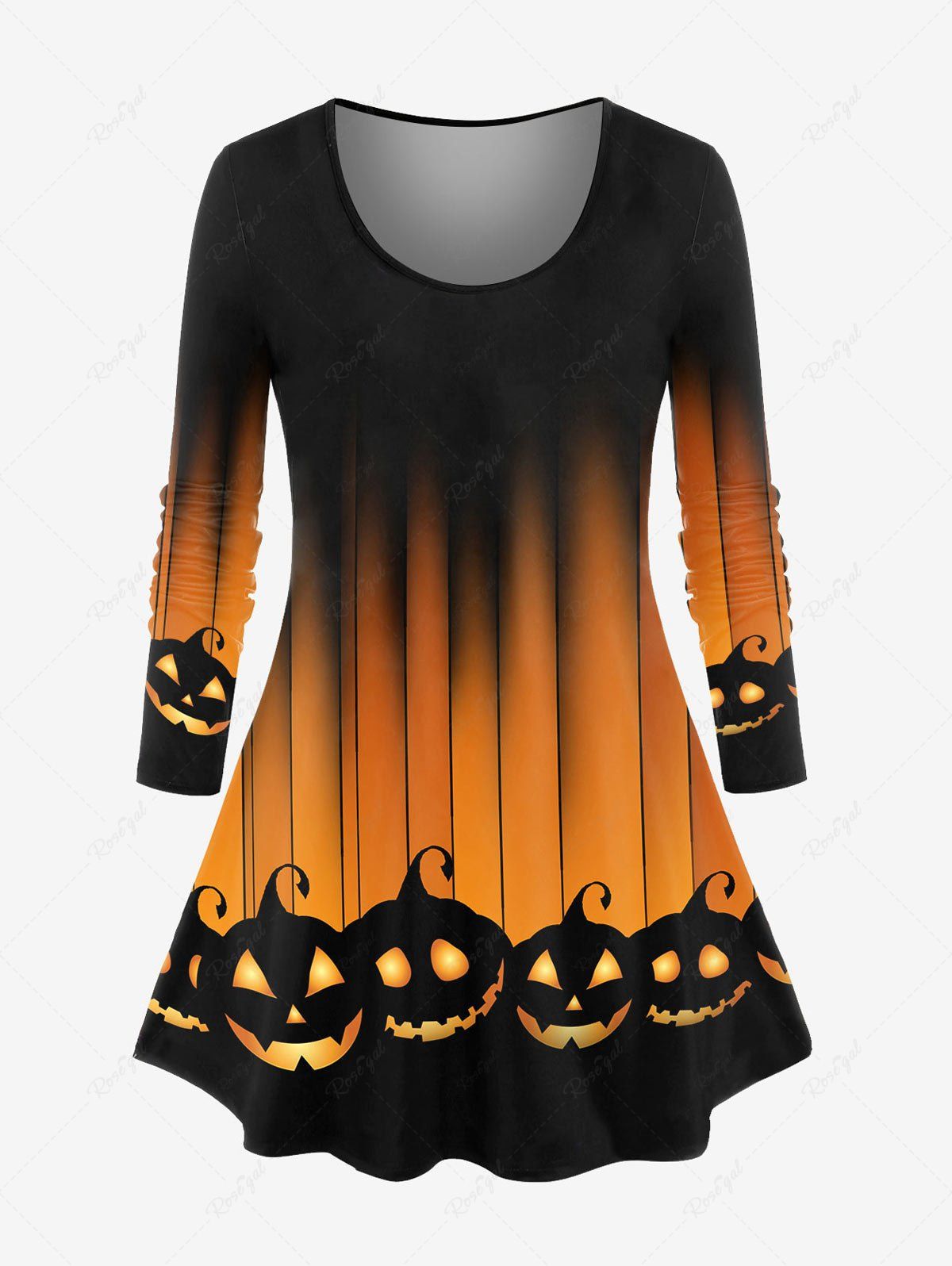T-shirt Longues Manches à Imprimé Citrouille et Halloween Orange M | US 10