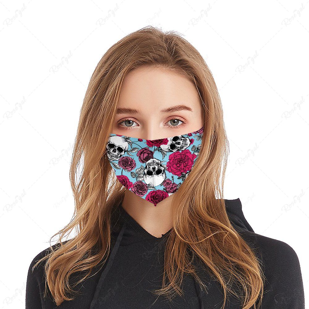 New Gothic Skull Rose Washable Mask  