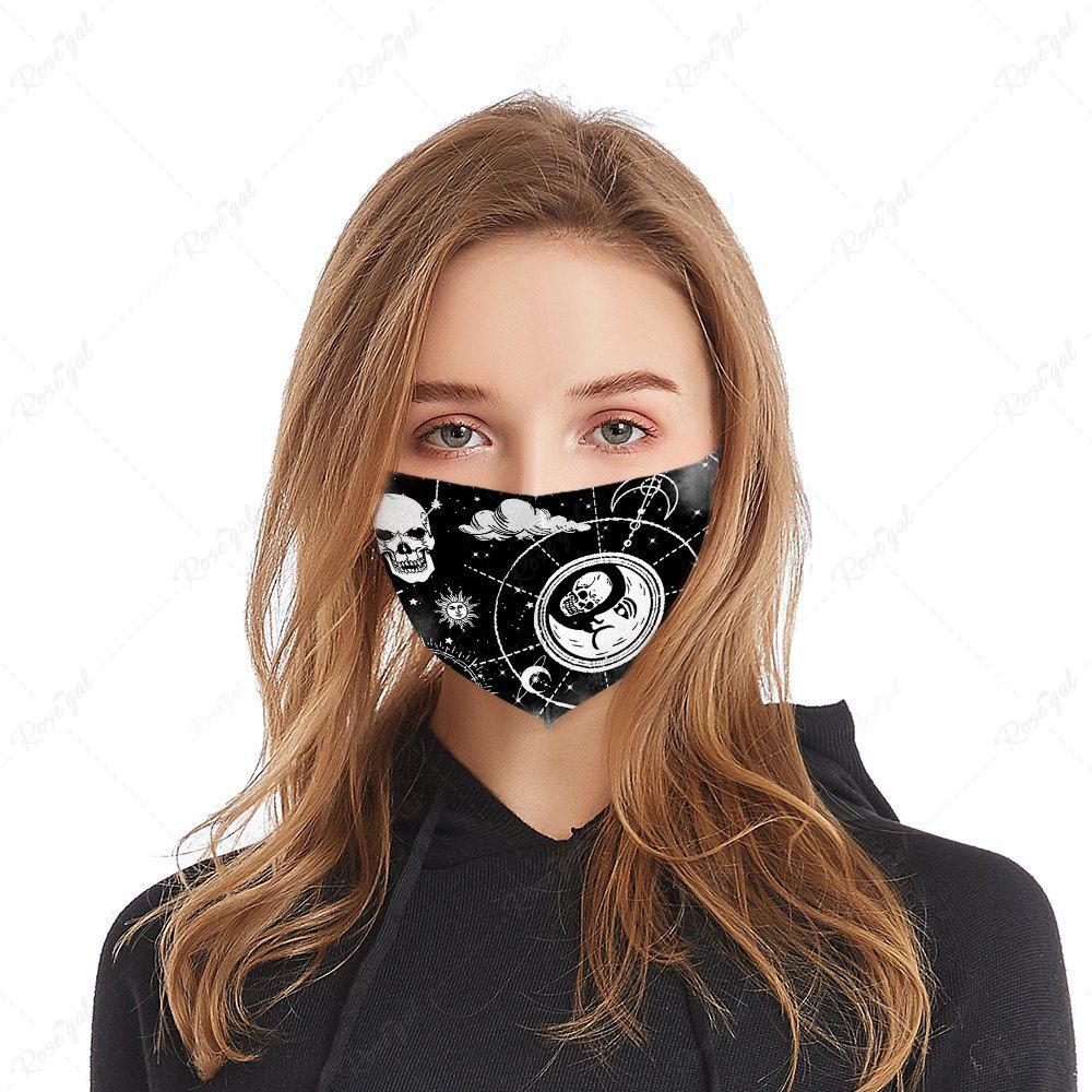 Latest Gothic Sun Moon Skull Washable Mask  