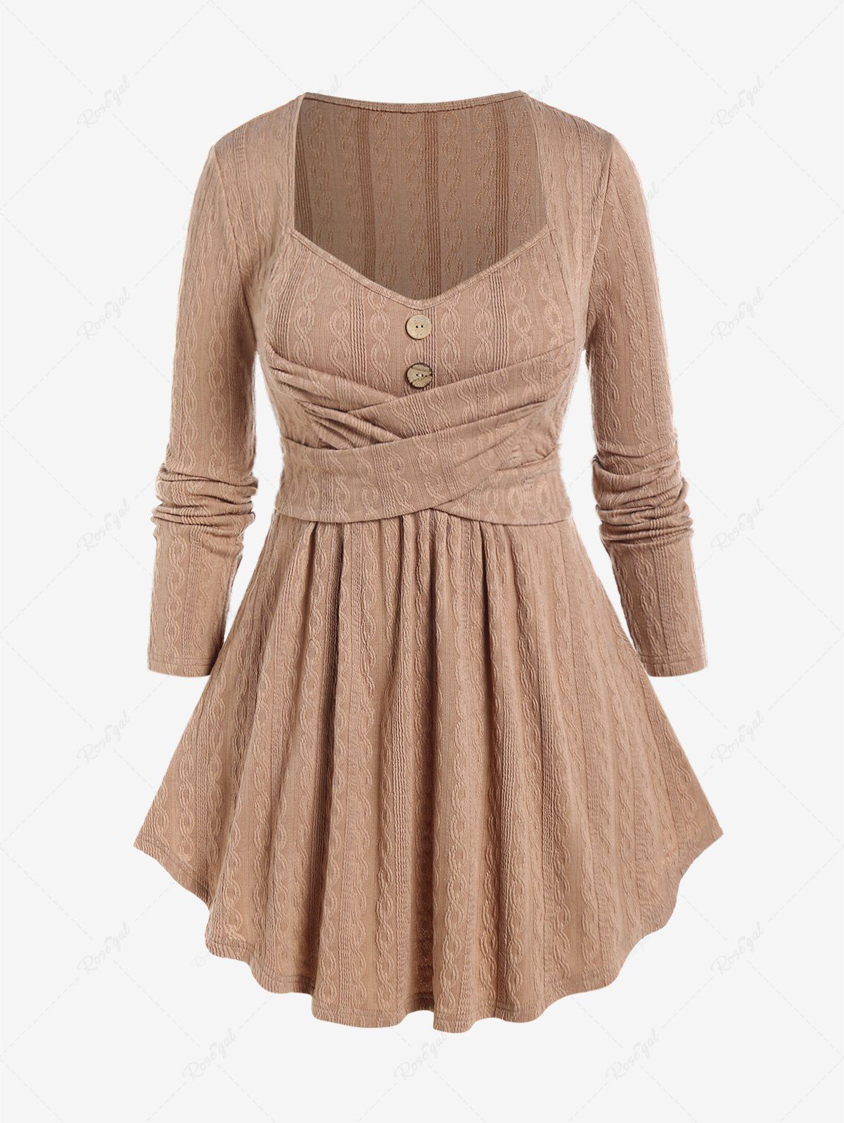Chic Plus Size Sweetheart Neck Crossover Knit Top  