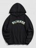 Letter RICHNESS Rabbit Graphic Printed Pullover Hoodie -  