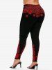 Snowflake Print Christmas Hoodie and Graphic Leggings Plus Size Christmas Outerwear Outfit -  