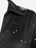 Chemise de Noël à Imprimé Flocon de Neige Bandoulière Plissée 3D Cadeau de Grande Taille - Noir 1X | US 14-16