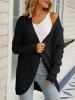 Plus Size Pointelle Knit Solid Open Front Long Cardiagn -  