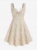 Robe Évasée Jacquard à Nœud Papillon Grande Taille - Jaune clair 2X | US 18-20
