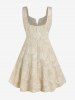 Plus Size Bowknot Jacquard Fit and Flare Dress -  