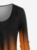 T-shirt Longues Manches à Imprimé Citrouille et Halloween - Orange 2X | US 18-20