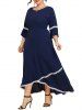 Plus Size Lace Panel High Low Flare Sleeves A Line Maxi Dress -  
