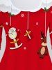 T-shirt à Imprimé Cerf et Père Noël de Grande Taille à Manches Longues - Rouge 1X | US 14-16