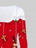 T-shirt à Imprimé Cerf et Père Noël de Grande Taille à Manches Longues - Rouge 3X | US 22-24